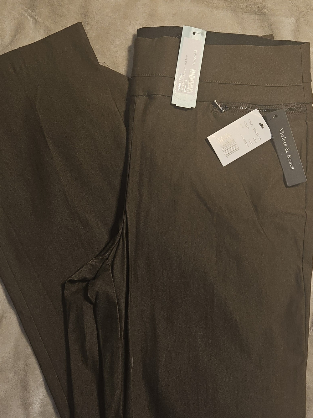 Violeta & Roses Brown Pull-On Stretch Trousers